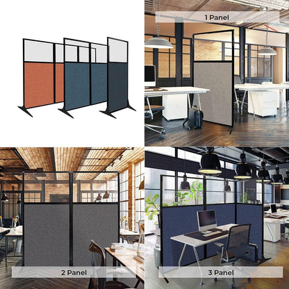 Versare Workstation Partition | Portable Wall Divider | Modern Office Cubicle | Free Standing Privacy Screen | Flexible Work Space | 99" x 70" Papaya Fabric Panels