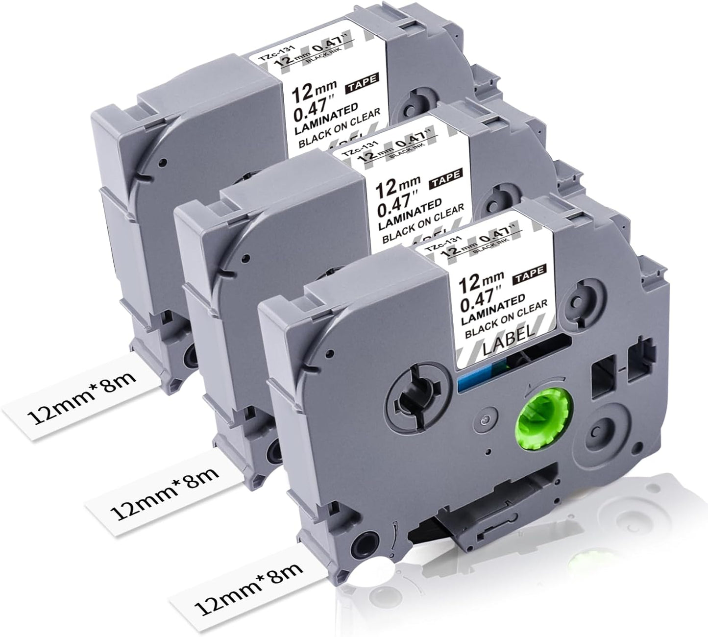 3-Pack TZ Tape 12mm Clear Replacement for Brother TZe-131 TZ-131 P Touch Label Tape 12mm 0.47 Laminated Black on Clear Label Maker Tape Work for Brother Ptouch PT-D600 PT-D200 PT-D210 PT-D400