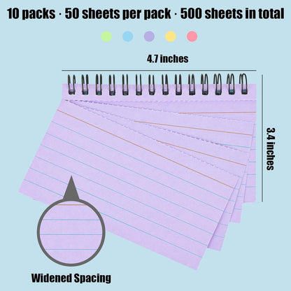 Koogel 500PCS 3x5 Index Cards, Colored Index Cards with Rings for Back to School, Ruled Flashcards Heavy Notecards with Waterproof Covers for Studying College Office Home To Do List Supplies