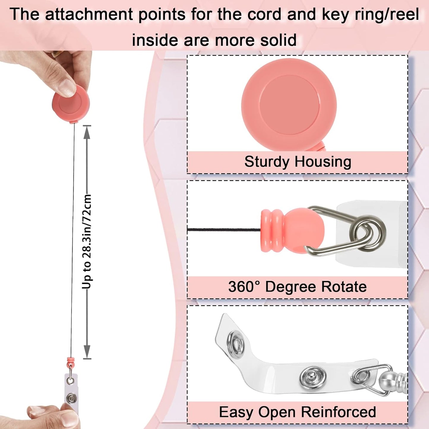 JANYUN 10 Pcs Retractable Badge Reel, Mixed Solid Color ID Badge Holder Retractable Clip for Nurse Doctor Teachers Students Office Workers Hanging ID Card Name Key Chain