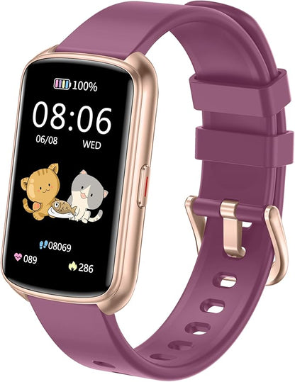 Fitness Trackers, 1.47 Inch Smartwatch, Touchscreen Activity Tracker with Thin Smartband Design, 5ATM Waterproof Fitness Watch Blood Oxygen Heart Rate Monitor for Android/iOS (Purple)