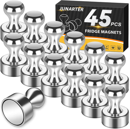 45 Pack Magnetic Push Pins - Whiteboard Magnets, Refrigerator Magnets, Small Push Pin Neodymium Magnets for Locker, Map, Kitchen, Office, School