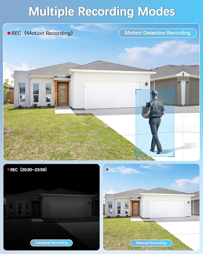 【90ft Super Night Vision】 3K Outdoor Wired Security Camera System, Home Video Surveillance Systems, CCTV Cameras with DVR Recorder