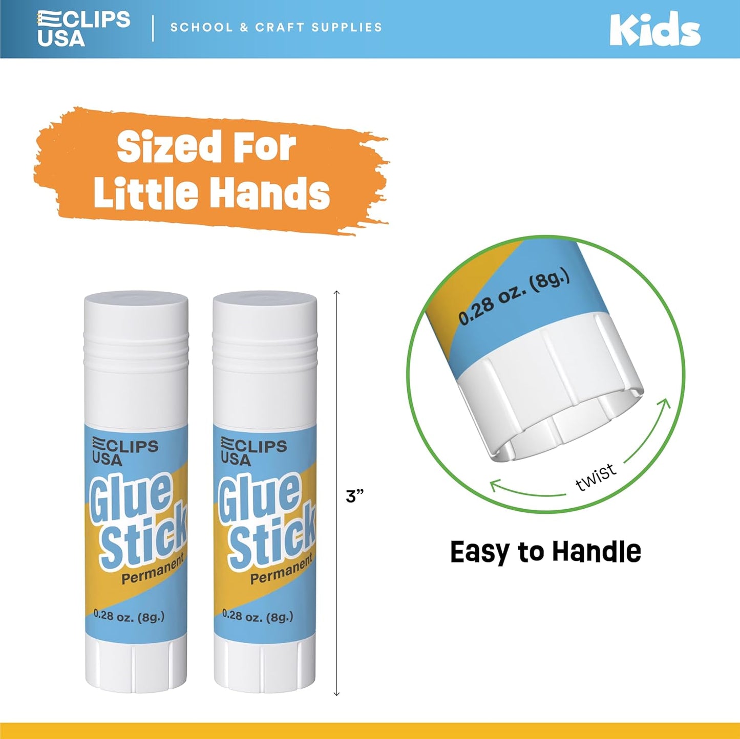 Glue Sticks Bulk (25 Pack), Glue Sticks for Kids Or Adults, Washable Glue Sticks, Glue Sticks Bulk Classroom, Craft Glue, School Supplies, .28 oz, 8 Grams (25 Pack)