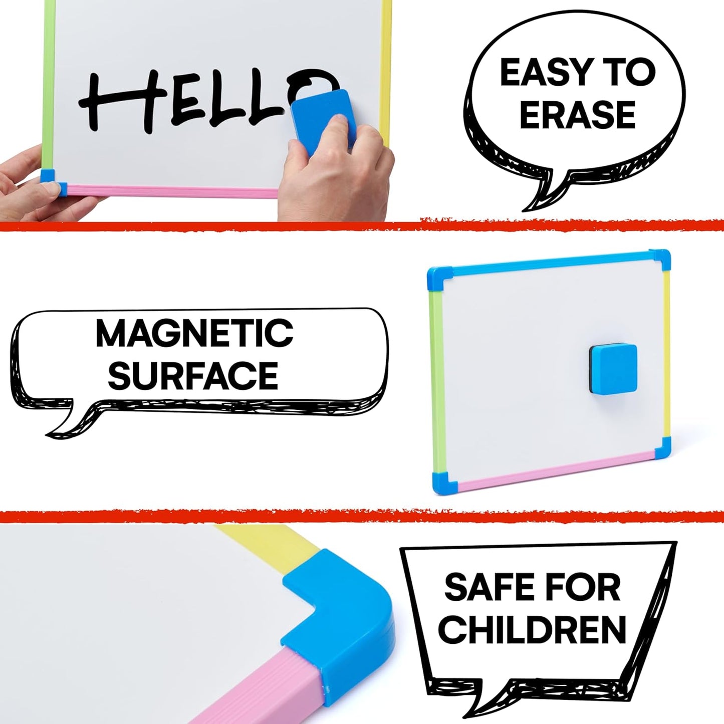 White Board for Kids - Magnet Board for Kids - Small Dry Erase Board Magnetic for Writing Learning & Drawing Art Educational - Magnetic Whiteboard - Set of 10