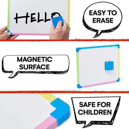 White Board for Kids - Magnet Board for Kids - Small Dry Erase Board Magnetic for Writing Learning & Drawing Art Educational - Magnetic Whiteboard - Set of 10