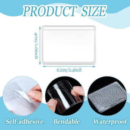 Jeyiour 200 Pcs Label Holders Adhesive Nameplate Pockets Storage Bin Labels Index Card Holder Shelf Plastic Peel Stick for Classroom Supermarket Bookshelf Library Student Box Drawer (2.4 x 1.6 Inch)