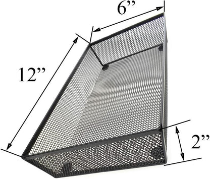 HAHIYO Stackable Mesh Tray Cup 12 x 6 x 2 inches Sturdy Container for Desk Drawer Organizer Collection for Home Office School kitchen Soft Foam Feet No Sharp Edges 1 Pack Black