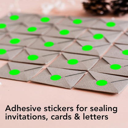 Perco Fluorescent Green 1/2-Inch Round Circle Dot Sticker Labels with Easy Peel Perforation - 3,000 Labels per Roll - Strong Adhesion, Vibrant Colors for Organizing, Crafting & More - Made in USA