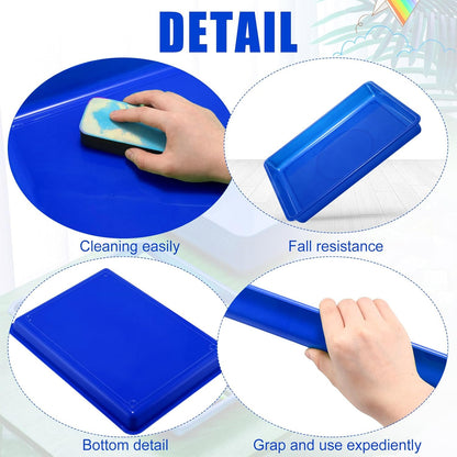 Maitys 15 Pcs Flat Plastic Trays 16.1 x 11.8'' Sensory Storage Tray Paper Stackable Classroom Bins for Office Home Organizer Arts and Crafts Supplies(Blue)