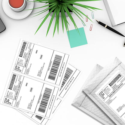 BESTEASY 200 Half Sheet Self Adhesive Shipping Labels, Laser/Ink Jet White Blank Shipping Labels 8.5" x 5.5" Address Labels (100 Sheet Total 200 Labels)