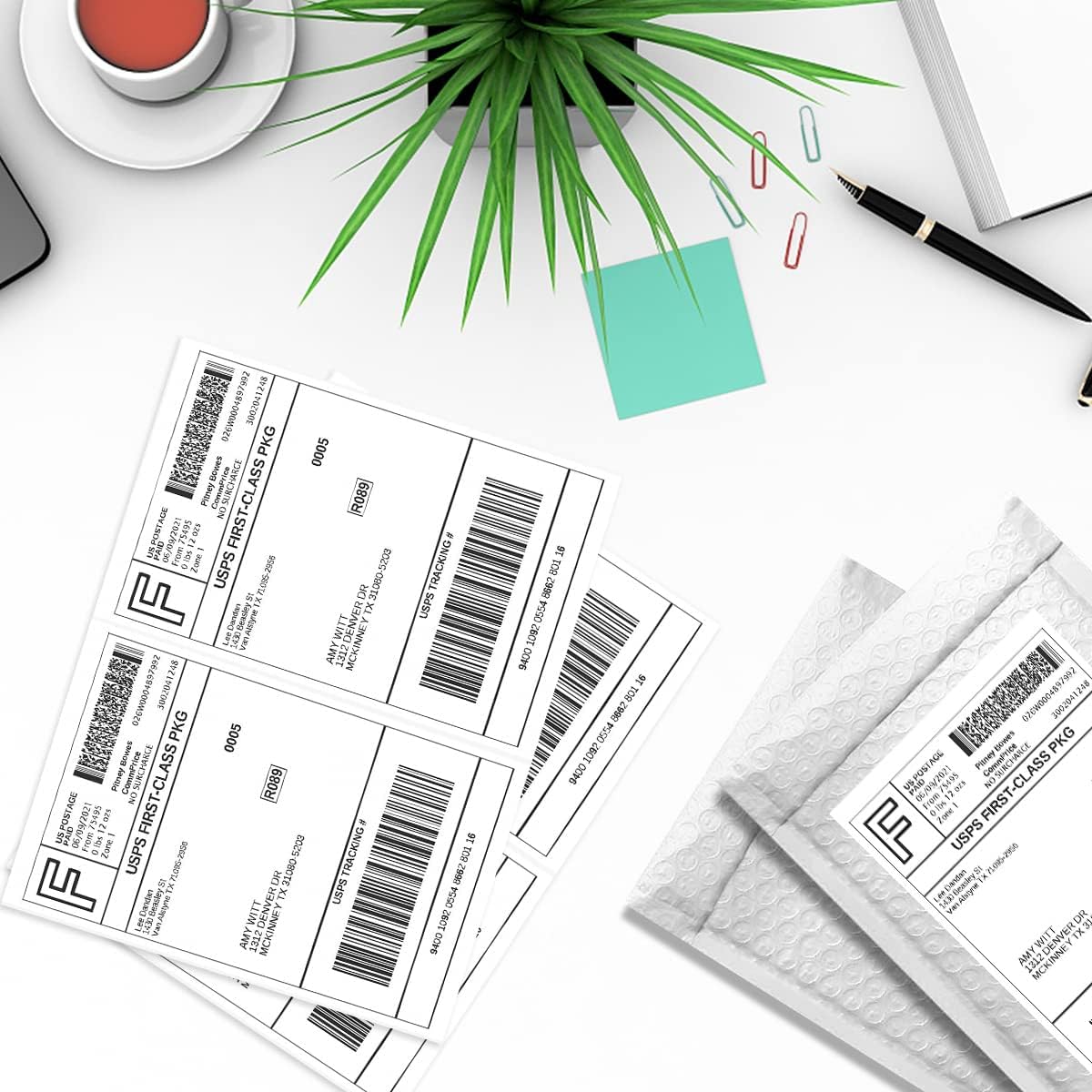 2000 Half Sheet Self Adhesive Shipping Labels for Laser Inkjet Pinters, 8.5 x 5.5 inches (1000 Sheets, 2000 Labels)