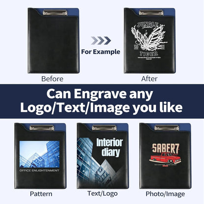 Personalized Padfolio, Customized Leather Clipboard Portfolio Binder add Your Business Logo Text Image for Sales Interview Legal Document A4 Writing Pad for Business Office