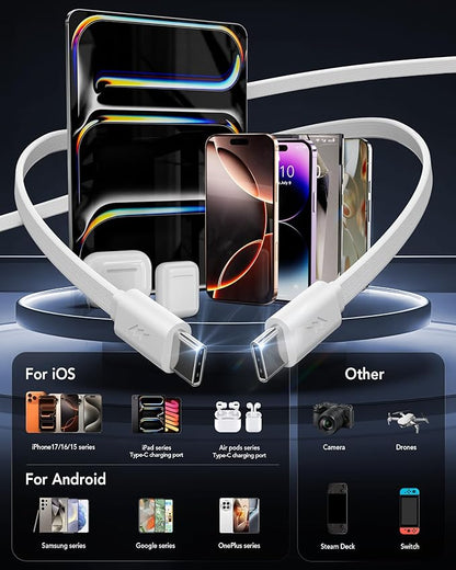Retractable USB C Charger Wall Plug with Dual 35.5in/90cm Type C Cables Cords,40W Fast Charging Foldable Block Multi Charger for All Devices for iPhone 17/16/15/14/13/12,iPad,Galaxy,Pixel