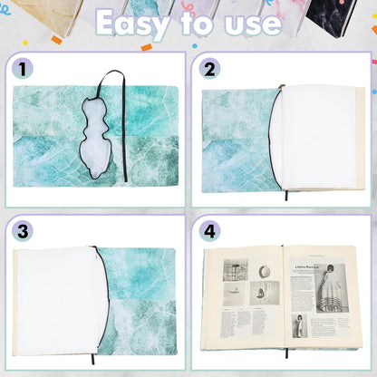 Sherr 14 Pack Stretchable Book Covers Reusable Jumbo Bookcloth 9" x 11" Durable Washable Back to School Book Cover Protector for Most Hardcover Books Textbooks(Fresh,Marble)