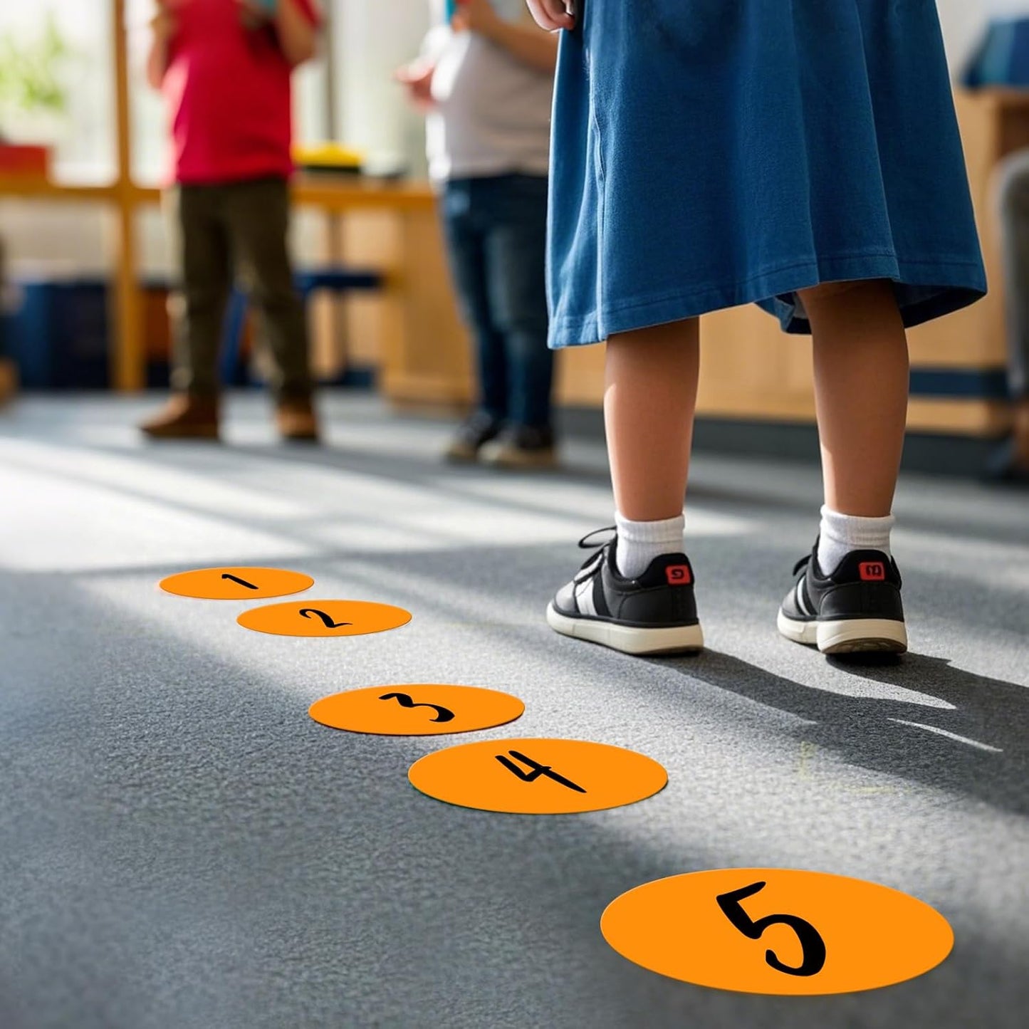 300 PCS Circle Stickers 4 Inch Orange Vinyl Floor Dots Sticker Removable Self-Adhesive Colored Large Round Label Roll for Marking Inventory Organizing Classroom Line Up Spots