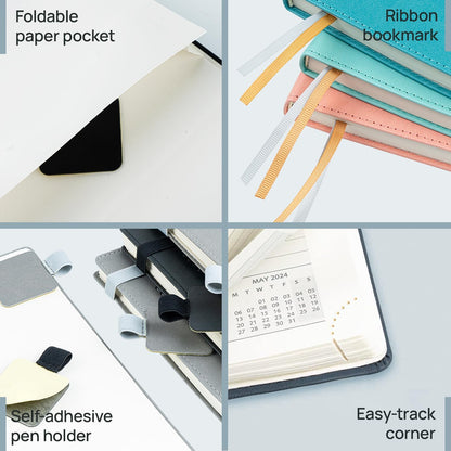 POPRUN 2026 Planner (Medium - 6.5'' x 8.5'') - 2026 Weekly Calendar ((Jan. 2026 - Dec. 2026) with Hourly Time Slots, Weekly/Monthly Appointment Book for Time Management - Leather Soft Cover - Brown