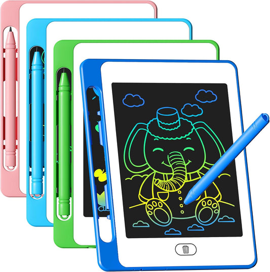 4 Pack LCD Writing Tablet for Kids, 6.5 Inch Colorful Doodle Board Drawing Tablet, Erasable Reusable Electronic Drawing Pads, Educational Learning Toys Birthday Gifts for Girls Boys Age 3 4 5 6 7 8