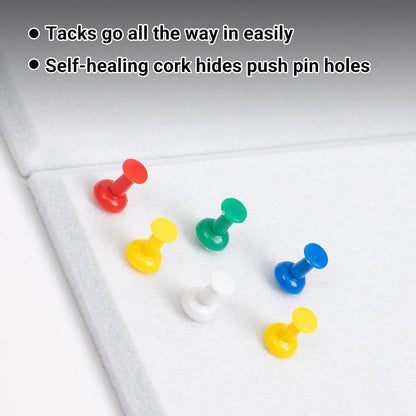 AKTOP White Cork Bulletin Board 24"x36", 6 Pack Removable Felt Cork Board Tiles for Wall, Large 2 x 3 Bulletin Board Notice Pin Board for Office, School & Home, 24 Safe Adhesive Tabs, 20 Push Pins