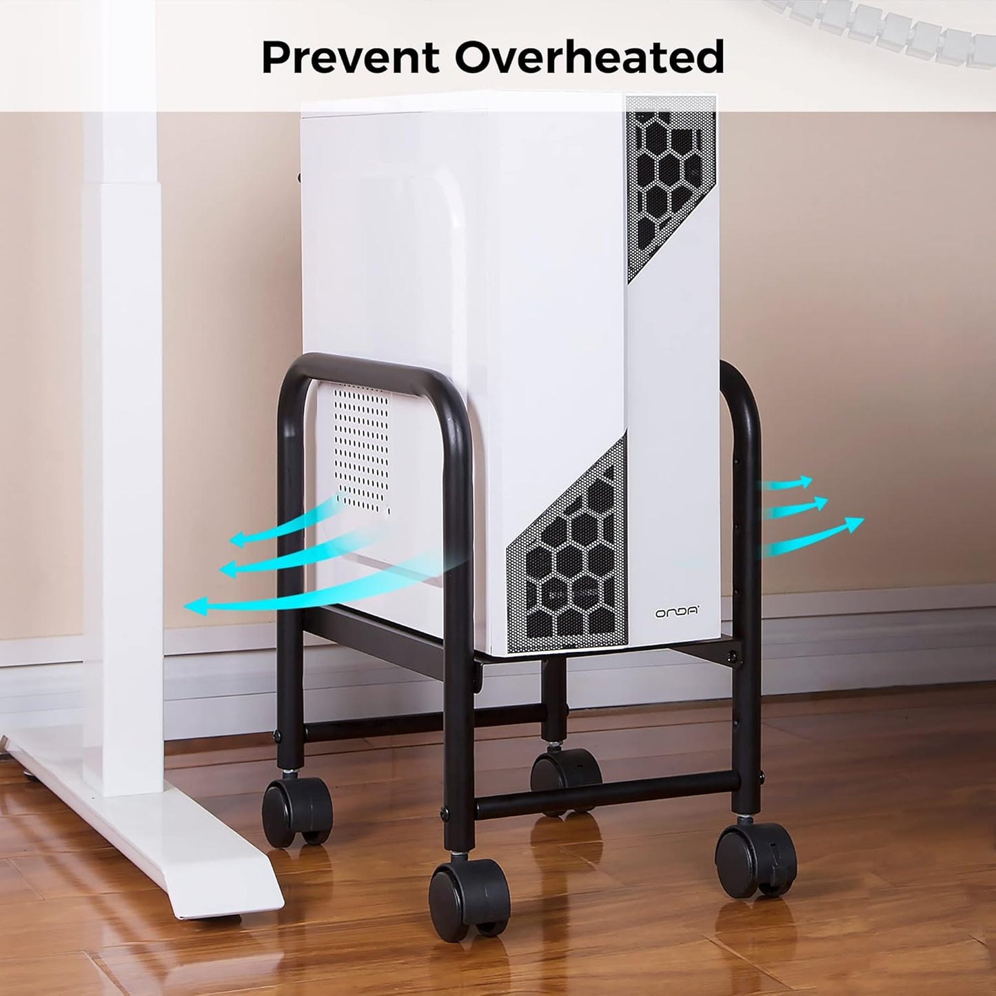 EUREKA ERGONOMIC Computer Tower Stand, Height Adjustable PC Stand for Under Desk, Mobile Rolling CPU Holer with 360° Locking Caster Wheels, Desktop Tower Cart on Floor, Desk Accessories, Steel, Black