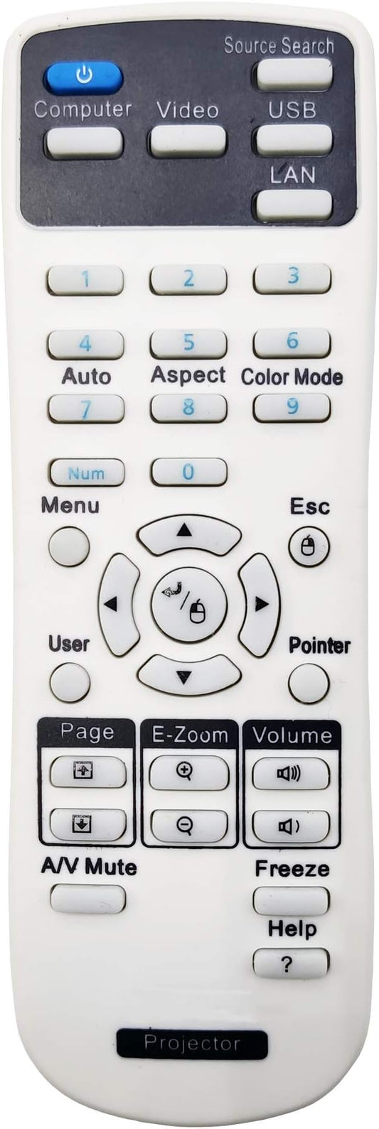 1566090 Projector Remote Control for Epson EB-1980WU, EB-1985WU, PowerLite 1751/ 1761W/ 1771W/ 1776W/ 1930/1935/ 1940W/ 1945W/ 1950/1955/ 1960/1965/ 1975W/ 1980WU/ 1985WU, Pro Cinema 1985