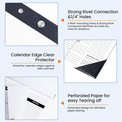 SUNEE Desk Calendar 2025-2026 3 Packs - 18 Month Calendar Oct 2025 - Mar 2027, 17" x 12" Desktop Calendar with Notes, for Planning, Organizing in Family, School or Office - Black 2026 Calendar