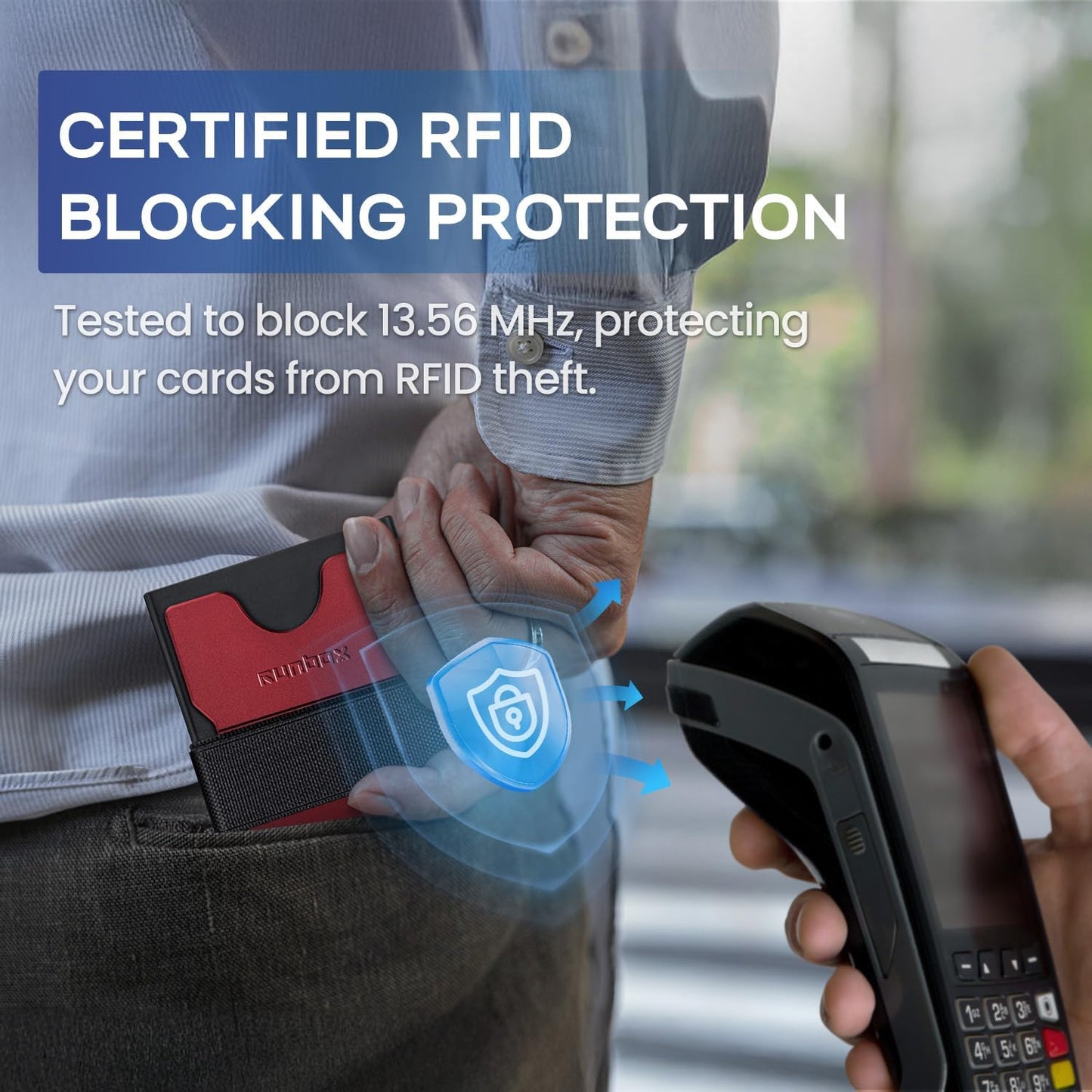 Slim Card Holder Wallet for Men, Minimalist RFID Blocking Wallet with Pop Up Function, Ultra-Thin Design, Metal Business Card Cases holds 12+ Cards, Gifts for Men, Men's Accessories