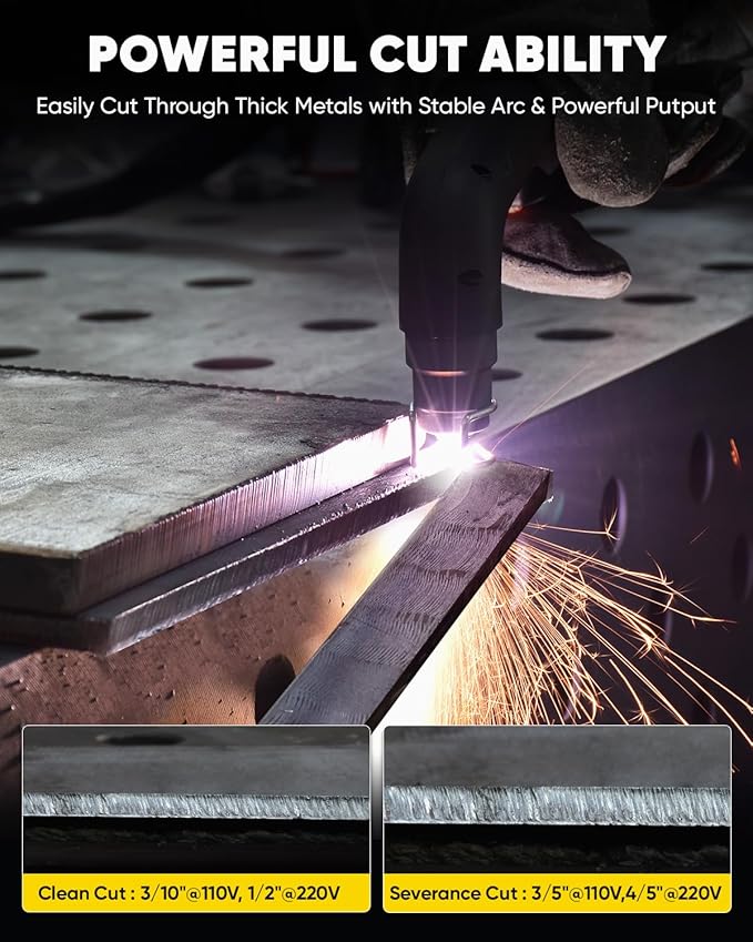 H HZXVOGEN Plasma Cutter 55A Non Touch Pilot Arc Plasma Cutters 110/220V Dual Voltage, Digital Display DC IGBT Inverter HF Air Plasma Cutting Machine, 1/2" Clean Cut 4/5" Max Cutting & 2T/4T(HVC55)