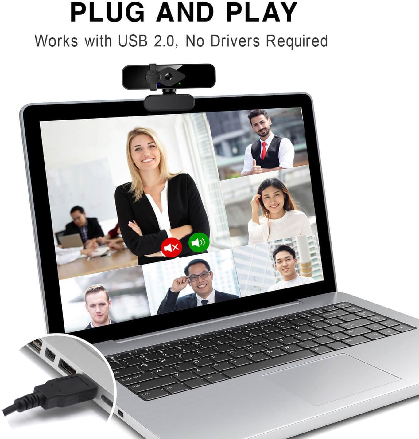 2K Webcam for PC, 85° View USB Computer Camera, with Noise Canceling Microphone & Privacy Cover, HD Web Cameras for Desktop Laptop Monitor Mac Streaming, Gaming & Video Calling