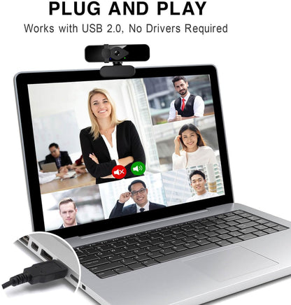 2K Webcam for PC, 85° View USB Computer Camera, with Noise Canceling Microphone & Privacy Cover, HD Web Cameras for Desktop Laptop Monitor Mac Streaming, Gaming & Video Calling