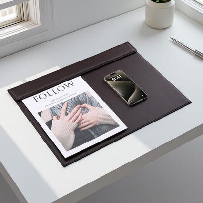 KINGFOM 18''x14'' Large Rectangle A3 Desk Writing & Drawing Desk Pad &Board Table Protector Mat with Paper Clip on Top Brown