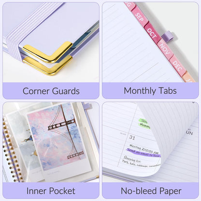 Jul 2025 - Dec 2026 Planner, Forvencer Academic Planner 2025-2026, 18 Month Daily Planner, 6" x 8", Weekly & Monthly Agenda Book, Hardcover Calendar Book, School Supplies for Student Teacher, Purple