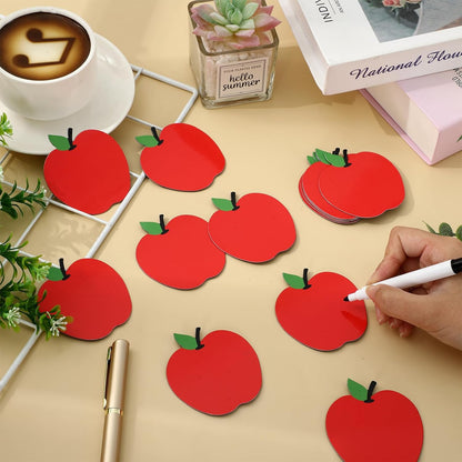 24Pcs Red Apples Dry Erase Magnetic Labels Back to School Reusable Name Tag Magnets with Erasable Pencil for Classroom Bulletin Board Wall Office Decor DIY Whiteboard Fridge