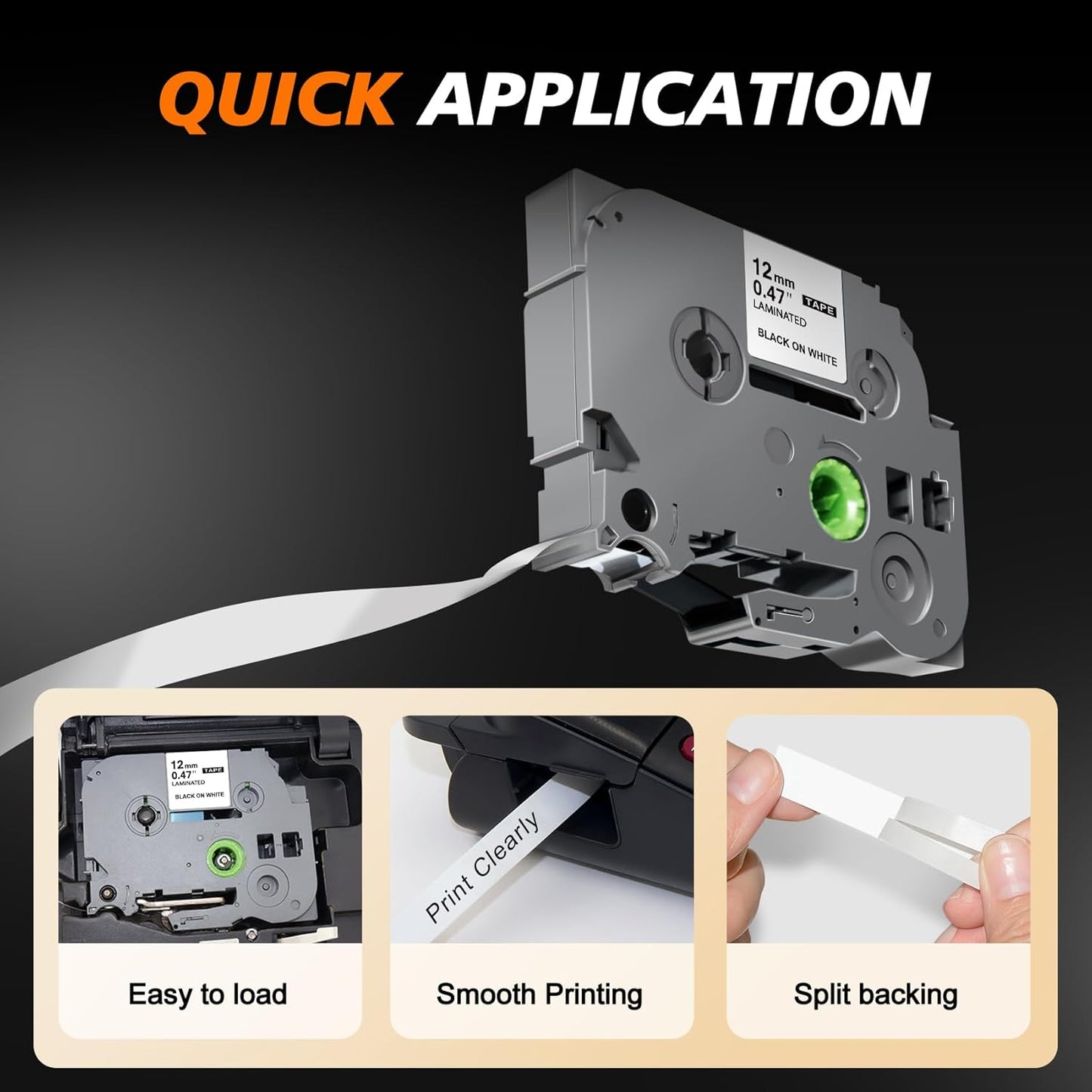 UNOKA 12mm .47 Laminated White Tz Tape Compatible for Brother P Touch PT-D220 PT-D210, TZe TZe-231 Label Maker Refills for PTH110 D202 D200 D410 1070 1280 1880,1/2'' x 26.2', Black on White, 15PK