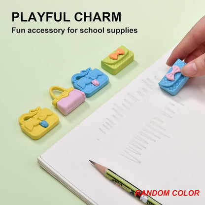 24Pcs Cute Bag Shape Erasers for Girls Kids, Fun Handbag Pencil Erasers for School Classroom Supplies Birthday Party Favors