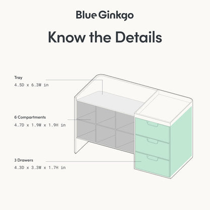 BLUE GINKGO Hive Stack Desk Organizer – Stackable Pen Holder, Stationary Organizer with Drawers - Office Storage, School Supplies, Makeup (Made in Korea, White)