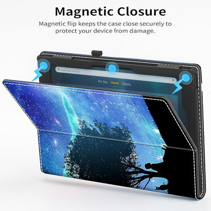VORI Case for All-New Amazon Kindle Fire HD 10 Tablet (13th/11th Generation 2023/2021 Release) and Fire HD 10 Plus - Slim Folding Stand Folio Cover with Auto Wake/Sleep & Hand Strap, Dreamy Starry