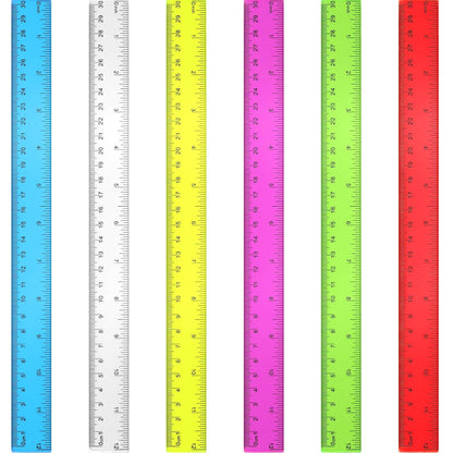 30 Pack Clear Ruler Plastic Rulers 12 Inch Transparent Assorted Color Kids Ruler Bulk for School with Centimeters Millimeter and Inches, Measuring Tools for Student School Office Home