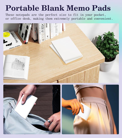 Small Note Pads 3x5 Pocket Notepad, 24 Pack Server Note Pads 3x5, White Memo Pads, Scratch Pads, Small Writing Pads White Paper, 50 Sheets per Blank Pocket Notepads 3x5 Scratch Paper for Work/School
