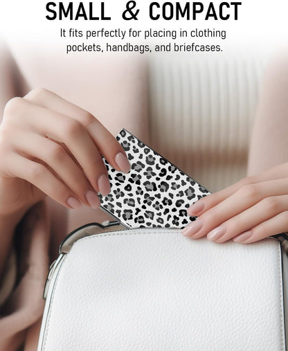 Business Card Metal Slim Organizer, Professional Stainless Steel Square Pocket Wallet for Office Workers, Compact and Portable for Pockets (Snow Leopard