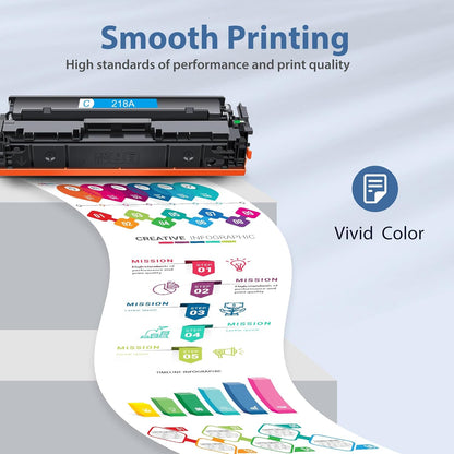 218A Toner Cartridges 4 Pack 3201dw MFP 3301fdw Toner Compatible for 218A 218X Set for Color Pro 3201dw MFP 3301fdw 3301sdw 3301cdw Printer(Black,Cyan,Yellow,Magenta)