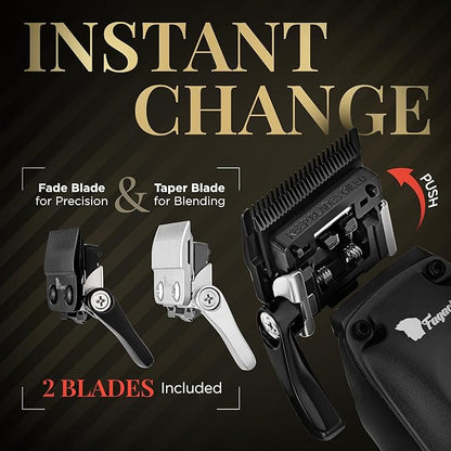 Fagaci Professional Hair Clippers for Men with Superior Precision, 5X Longer Sharpness Professional Barber Clippers Cordless with 2 Blades Fade & Taper, Brushless Motor Mens Hair Clipper Cordless Set