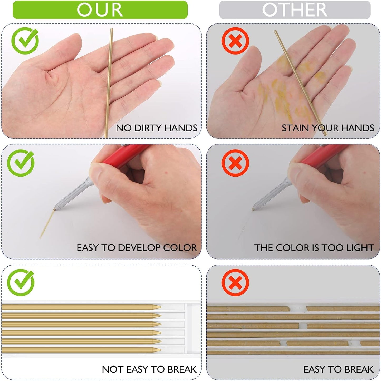 Spakon 60 Pcs 2.8mm Lead Refill Carpenter Construction Pencils Marker Lead Refills Dry Mechanical Woodworking Pencil Tools for Writing Drawing Drafting (Silver,Gold)