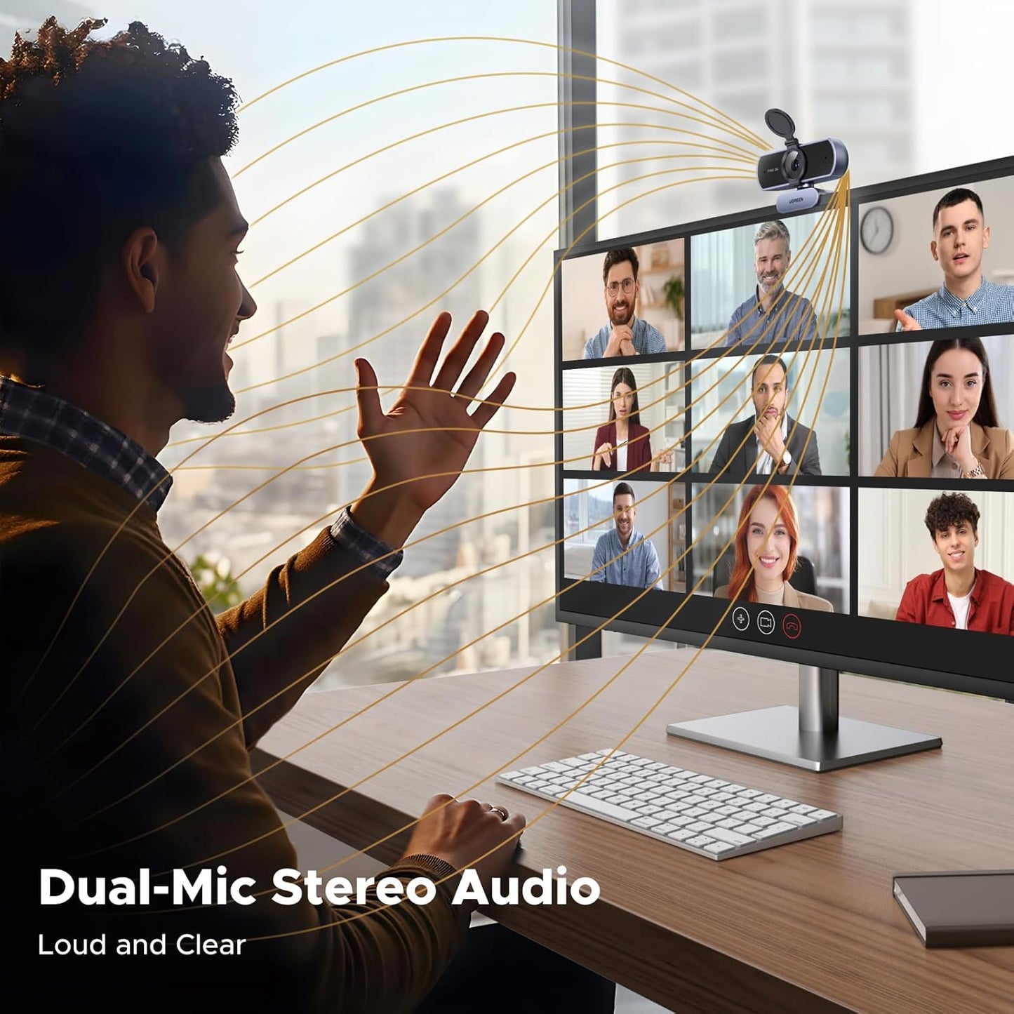 UGREEN 2K Webcam for PC Ultra HD 1080P Computer Webcam with Microphone, PC Camera with Privacy Cover, USB Web Camera for Streaming, Conference, Video Calling, Zoom, Skype, Teams, FaceTime, Grey