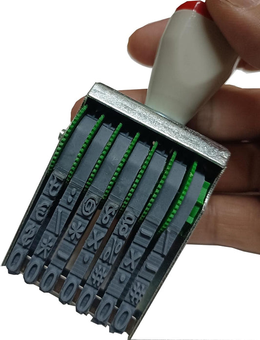 WANLIAN 7-Digit Adjustable Date Stamp - Customizable 0-9 Numbers & Symbols,numbering Tool for Packaging, Office, Labels, Code, 43x7mm Imprint, Gray-Red