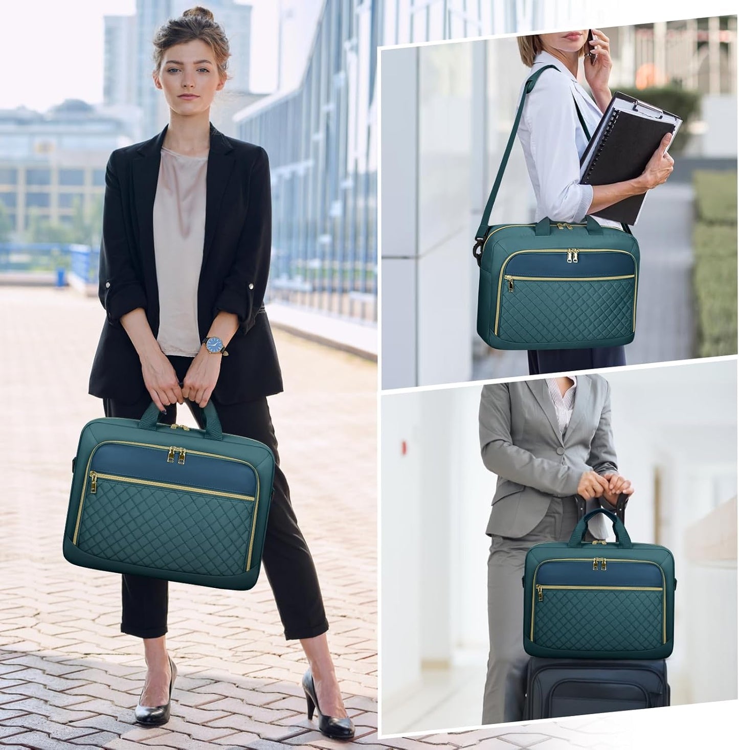 NEWHEY Laptop Bag 17.3 Inch Laptop Briefcase for Women Men Waterproof Shoulder Messenger Bag Large Computer Bag for Business Office Work College, Dark Green