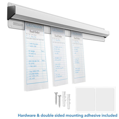 GRIDMANN 30-inch Slide Check Rack, Aluminum Restaurant Ticket Holder for Commercial Kitchen Food Orders