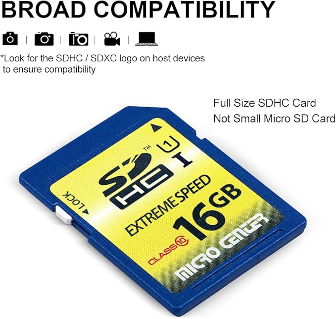INLAND 16GB Class 10 SDHC Flash Memory Card 10 Pack Standard Full Size SD Card USH-I U1 Trail Camera Memory Card by Micro Center (10 Pack)