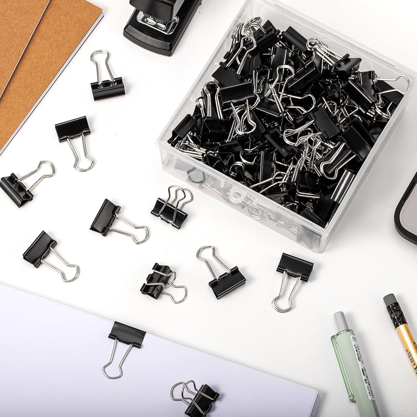 120 Pack Small Binder Clips,3/4 Inch Width Paper Clips,Black Binder Clips,Mini Binder Clips,Small Paper Clamps for Office Supplies Home and Business,Metal Binder Clips