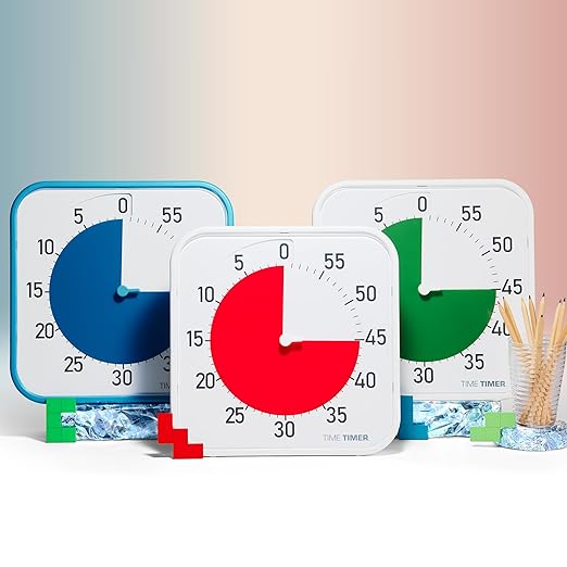 Time Timer Original 12" Visual Countdown Timer – Large 60-Minute Classroom Visual Timer for Modern classrooms, Student Groups & Adult Meetings – Helps with Focus, ADHD, Autism – (Red & White)